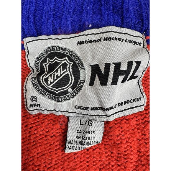 Vintage NHL Montreal Canadiens Knit Zip Up Sweater Mens L Red Full Zip Jacket - Picture 2 of 11